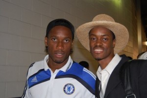 L-R: Didier Drogba and Ibrahim Dabo. Drogba made the Conferedation of African Football's five-man shortlist for the 2009 African Footballer of the Year Award. Photo Credit: Christian Antalics.