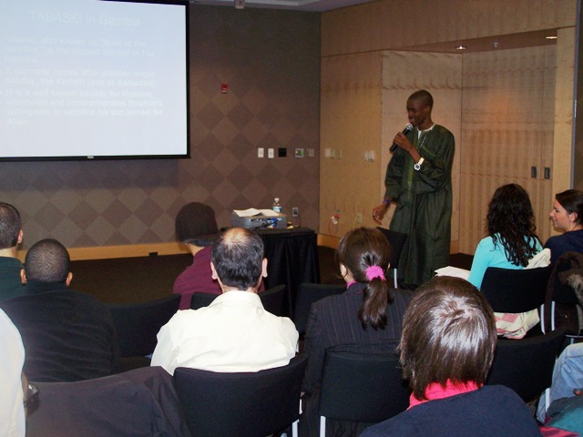 Above: Ibrahim Dabo presented to students, faculty and staff during the University of Baltimore's International Education Week in November 2007.
