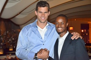 New Jersey/Brooklyn Nets basketball player Kris Humphries (L) & Ib Talk Online Executive Editor Ibrahim Dabo (R) at the All 4 Kids/The Max Cure Foundation celebrity gala in New York City.